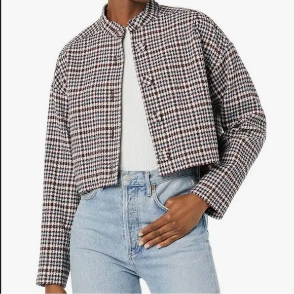 NWT REBECCA TAYLOR techy houndstooth wool blend jacket size L msrp $525 - Picture 3 of 15